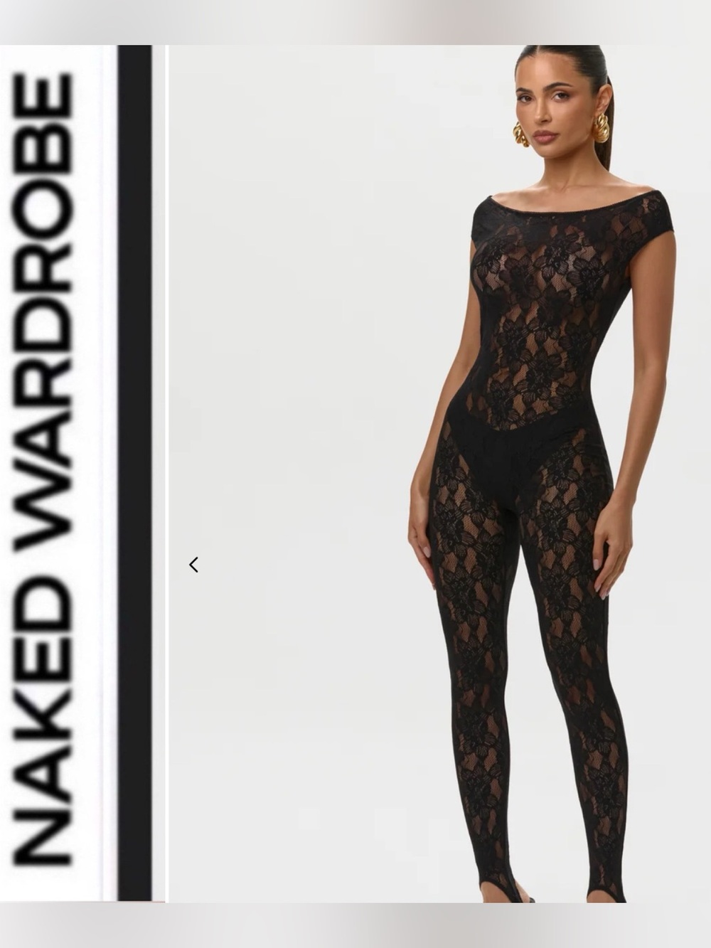 Naked Wardrobe 🖤 STRETCH LACE OFF-SHOULDER JUMPSUIT